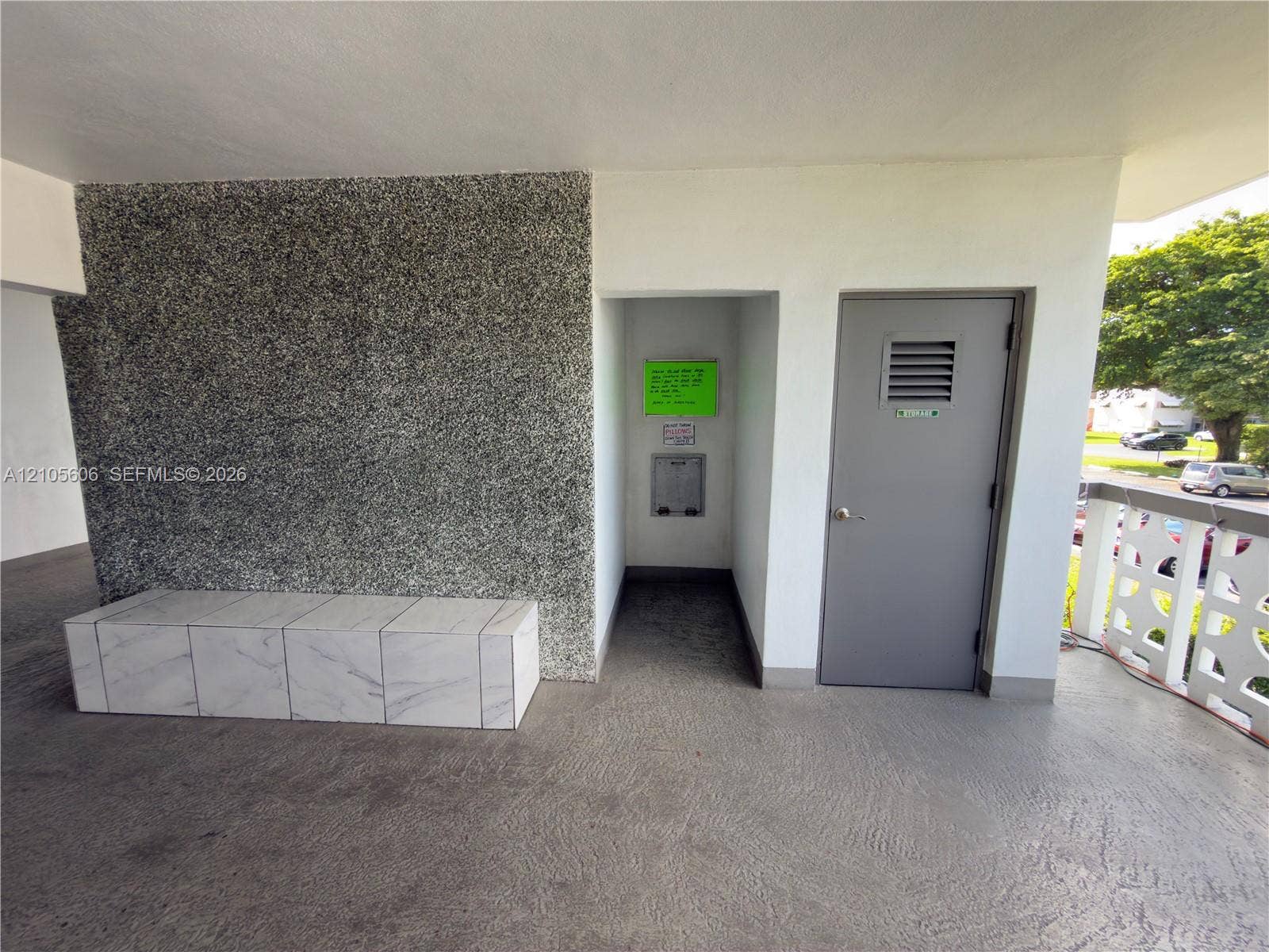 2nd Floor. Storage Room, Garbage Chute and a built-in marble-finish bench