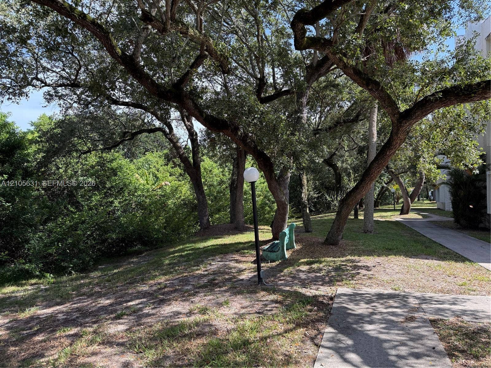 610 NW 13th Street, #0140, Boca Raton, FL 33486 Outdoor space featuring mature oak trees, concrete pathways, and pole-mounted exterior lighting