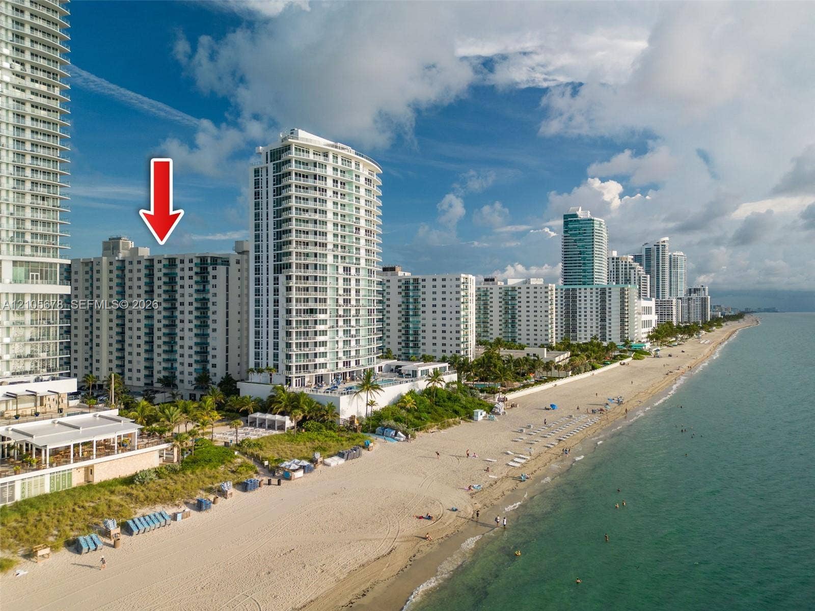 4001 S Ocean Drive, #14F, Hollywood, FL 33019 High-rise building exterior featuring private balconies and proximity to the shoreline