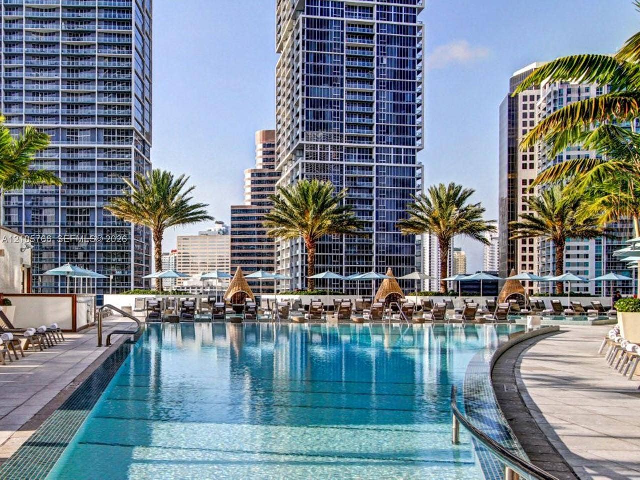200 Biscayne Boulevard Way, #4408, Miami, FL 33131 Hotel pool deck, open to residents, with city views.