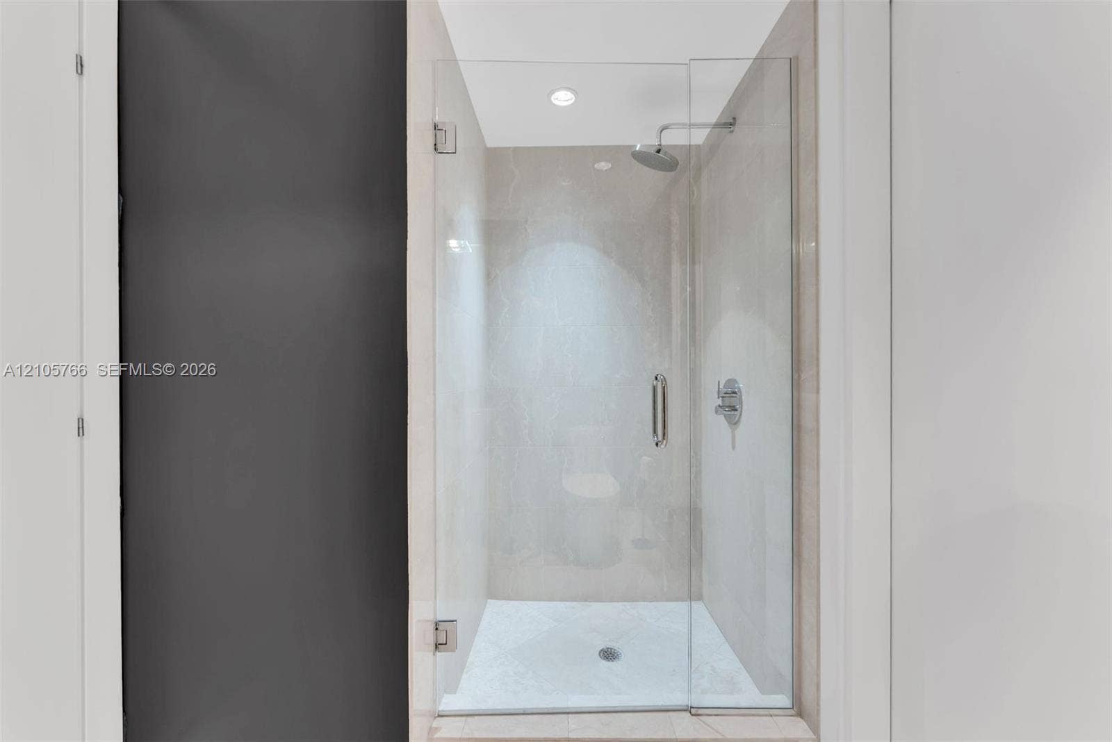 200 Biscayne Boulevard Way, #4408, Miami, FL 33131 Glass-enclosed walk-in shower with rain shower head in the second bath.