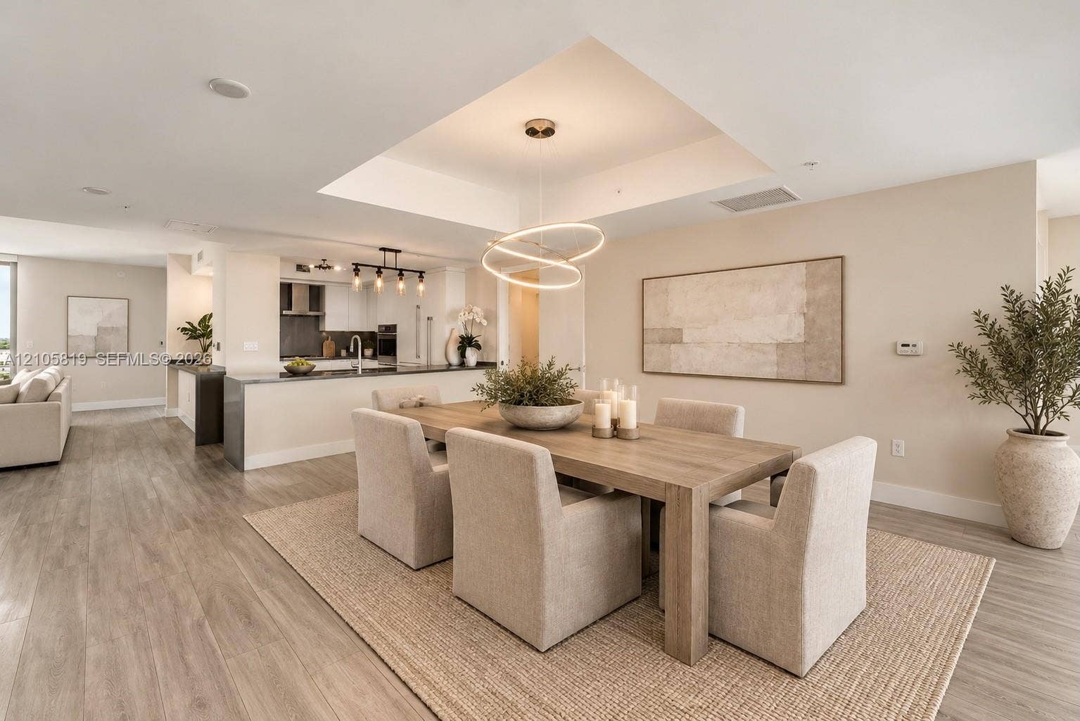 1180 N Federal Highway, #810, Fort Lauderdale, FL 33304 Open-concept Dining Room featuring a tray ceiling.