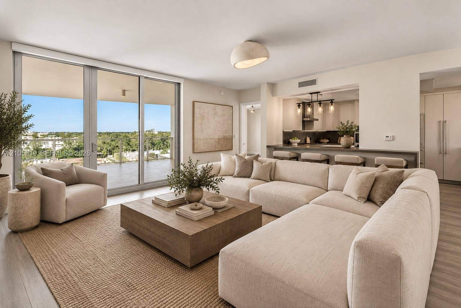 1180 N Federal Highway, #810, Fort Lauderdale, FL 33304 2nd Living Room, right off the Kitchen, with access to the Western Terrace with BBQ.