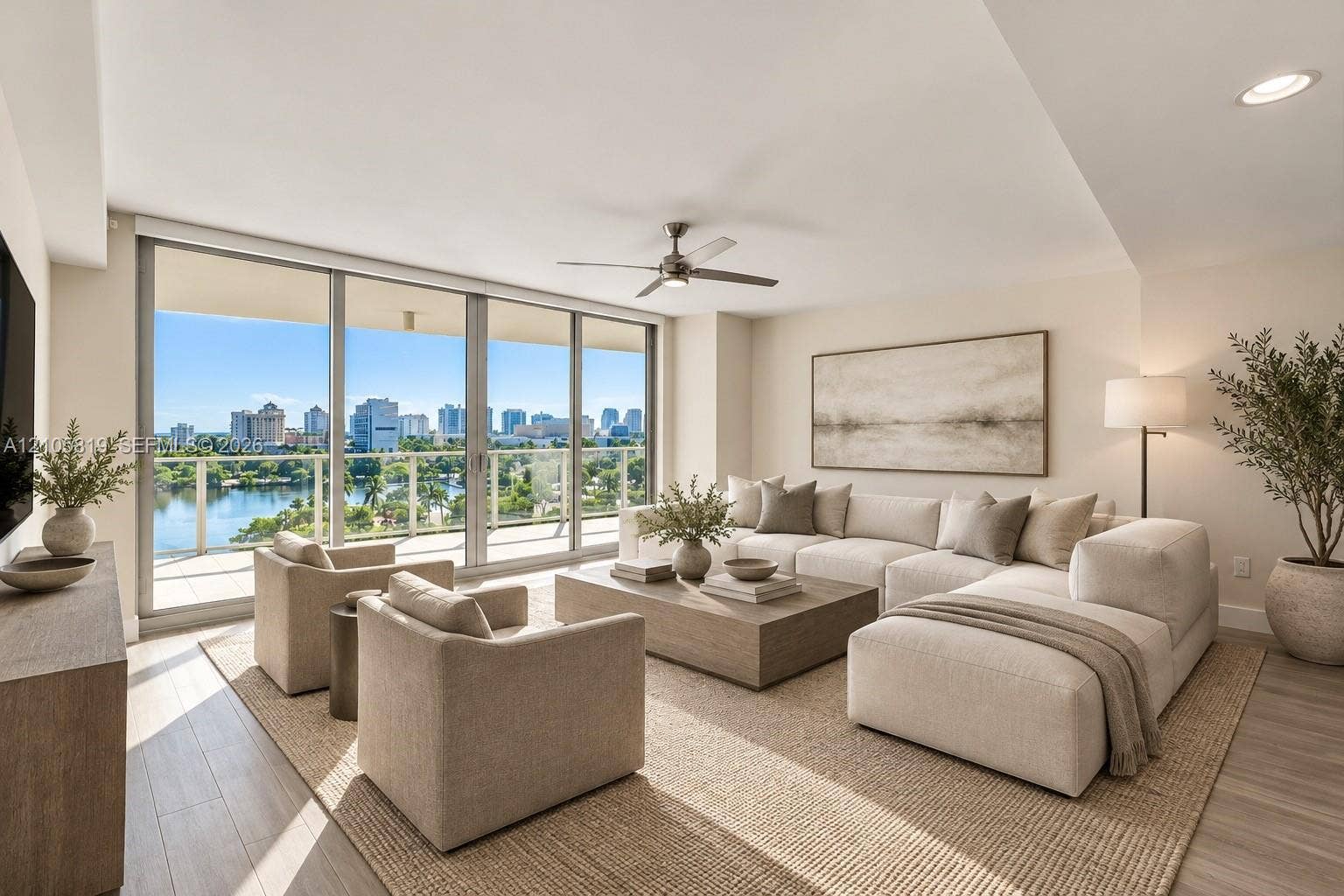 1180 N Federal Highway, #810, Fort Lauderdale, FL 33304 Eastern Living Room with Access to Private Terrace.