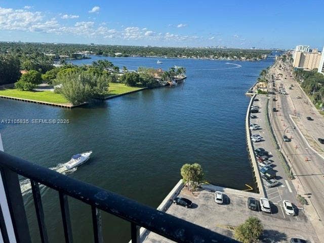 1400 S Ocean Drive, #1503, Hollywood, Hollywood, FL 33019 Elevated perspective featuring expansive water frontage, deep-water canal access, and panoramic coastal landscape