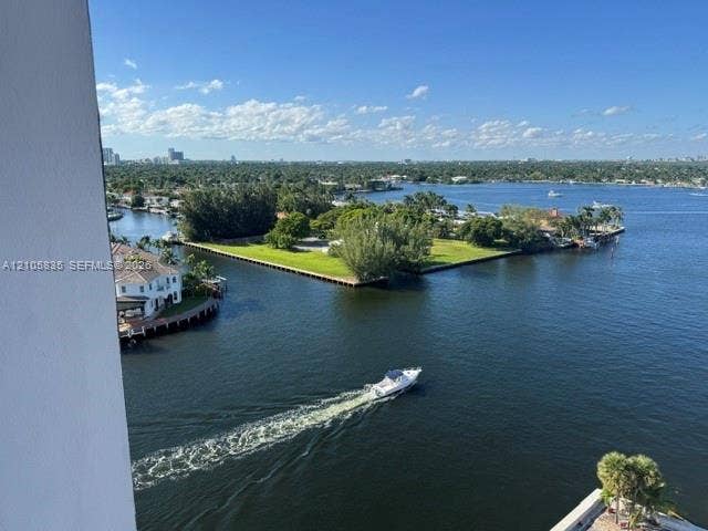 1400 S Ocean Drive, #1503, Hollywood, Hollywood, FL 33019 Waterfront perspective featuring expansive maritime scenery, intracoastal waterway access, and lush coastal vegetation