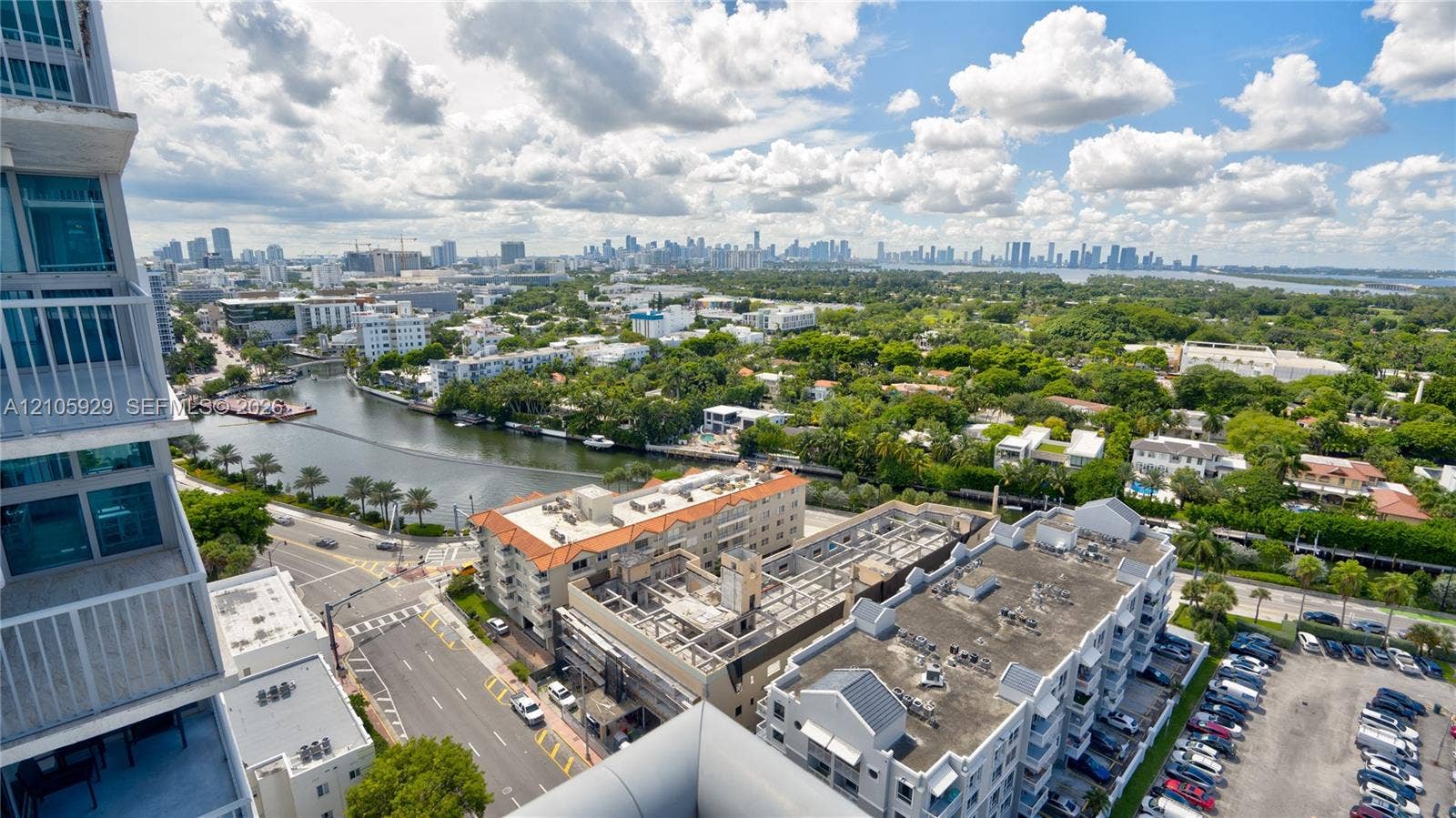2655 Collins Avenue, #2301, Miami Beach, FL 33140 High-rise balcony featuring metal railings with extensive urban, canal, and cityscape outlooks