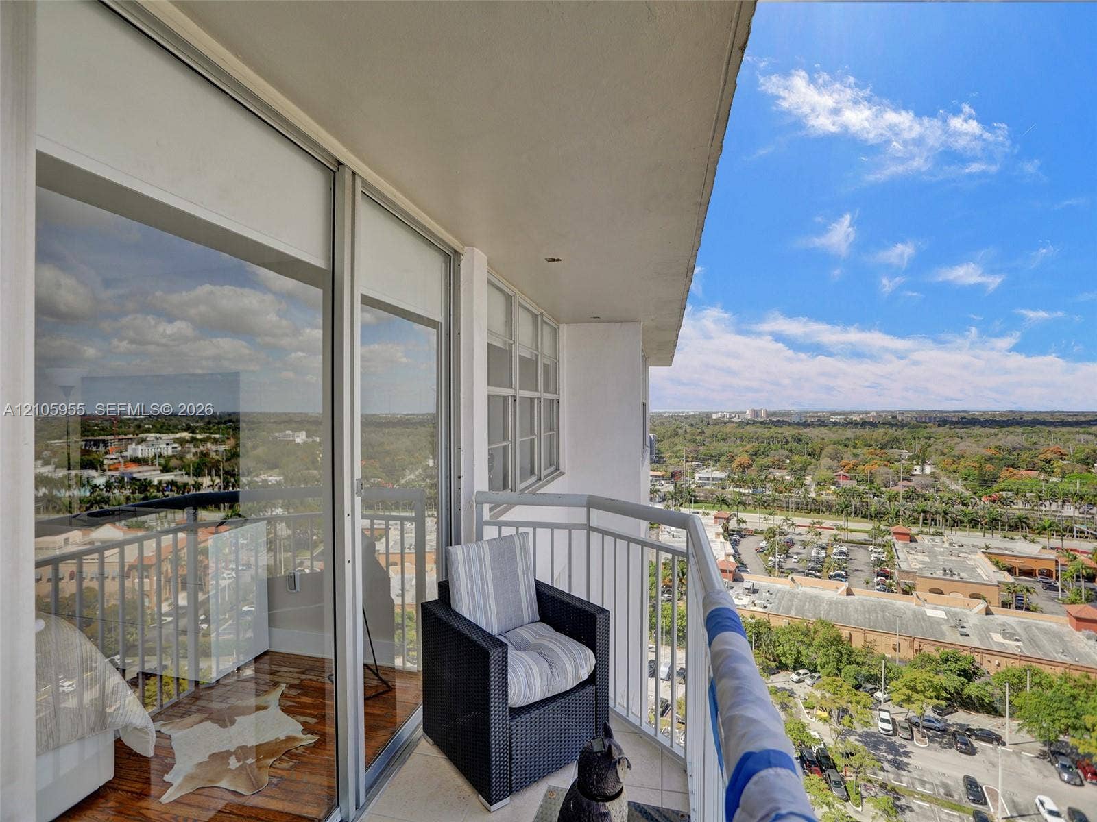 18011 Biscayne Boulevard, #1904, Aventura, FL 33160 Private balcony featuring floor-to-ceiling sliding glass doors and metal railing