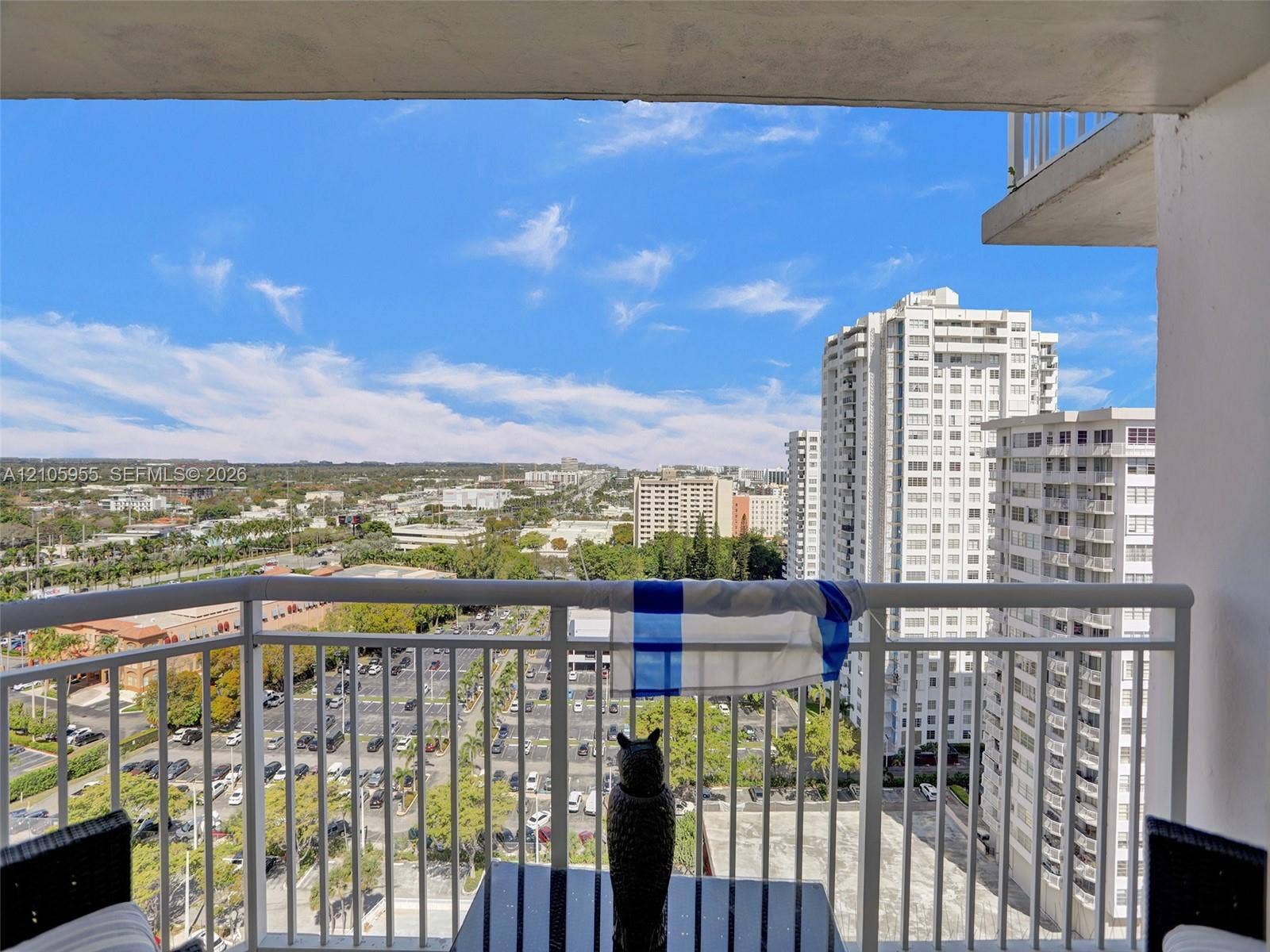 18011 Biscayne Boulevard, #1904, Aventura, FL 33160 Private covered balcony featuring white metal railings