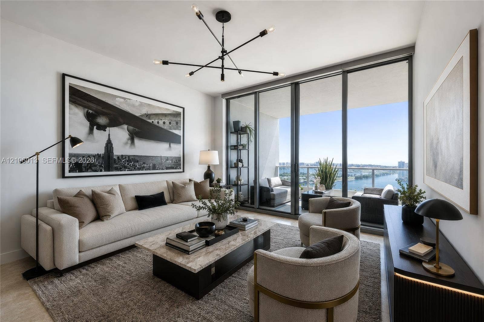 Virtually staged living room
