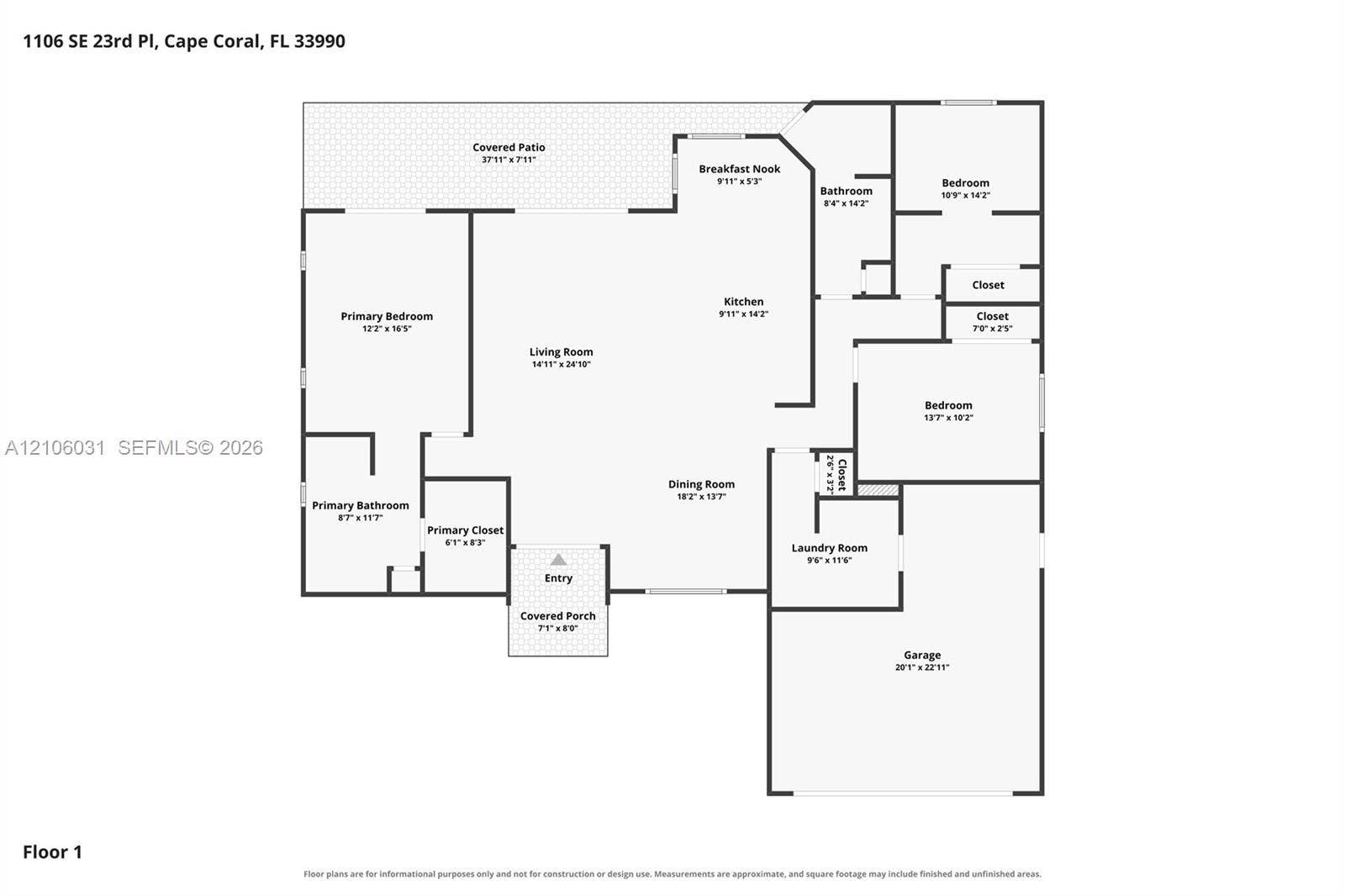 1106 SE 23rd Place, Cape Coral, FL 33990 Floor plan
