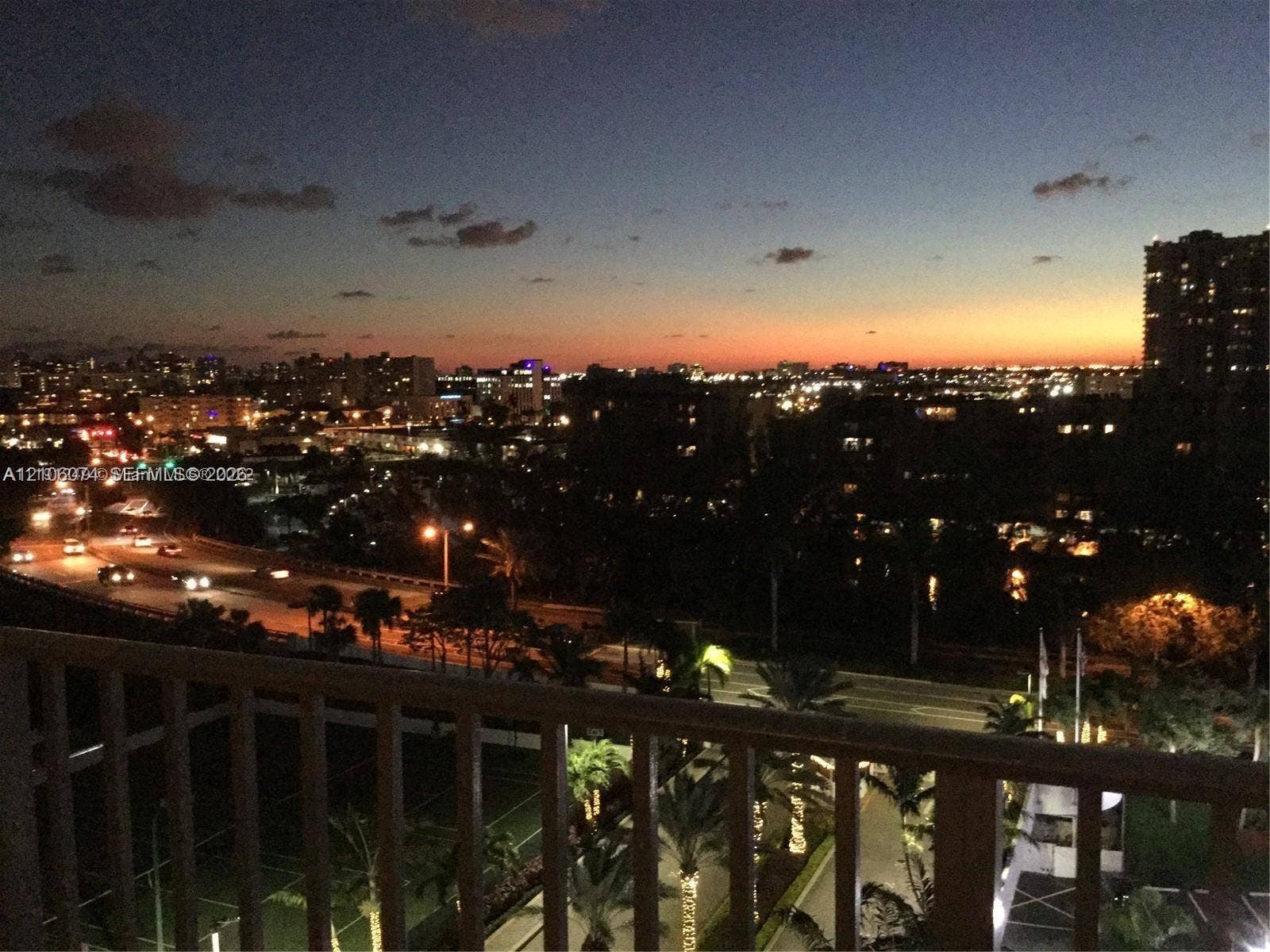 300 Three Islands Boulevard, #308, Hallandale Beach, Hallandale Beach, FL 33009 Balcony featuring metal railing and expansive city skyline backdrop