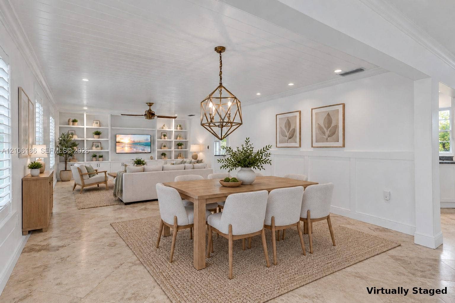 8600 SW 145th Street, Palmetto Bay, FL 33158 Virtually staged Living room & dining area