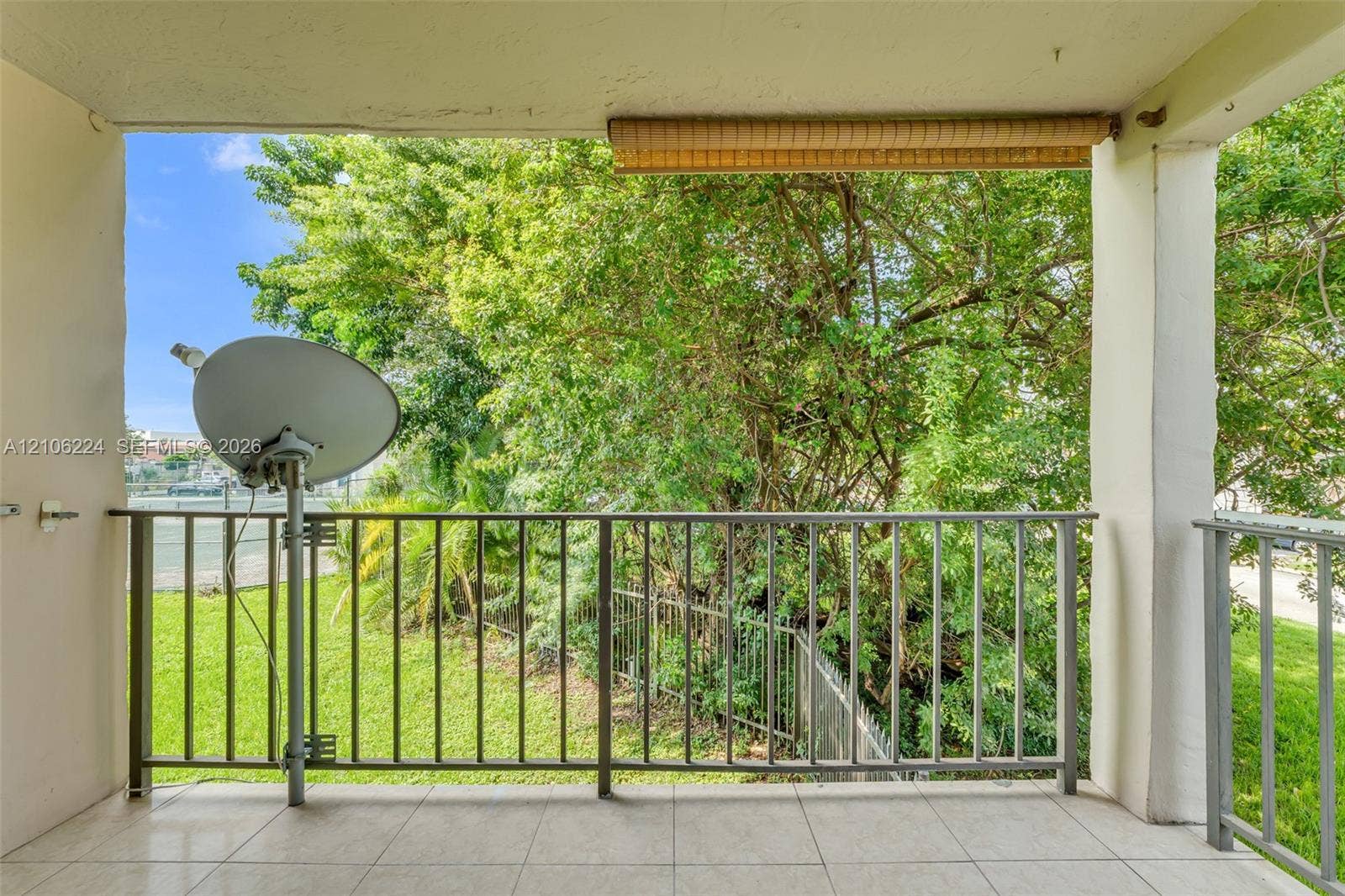 8887 Fontainebleau Boulevard, #206, Miami, Miami, FL 33172 Covered balcony featuring tile flooring and metal railings