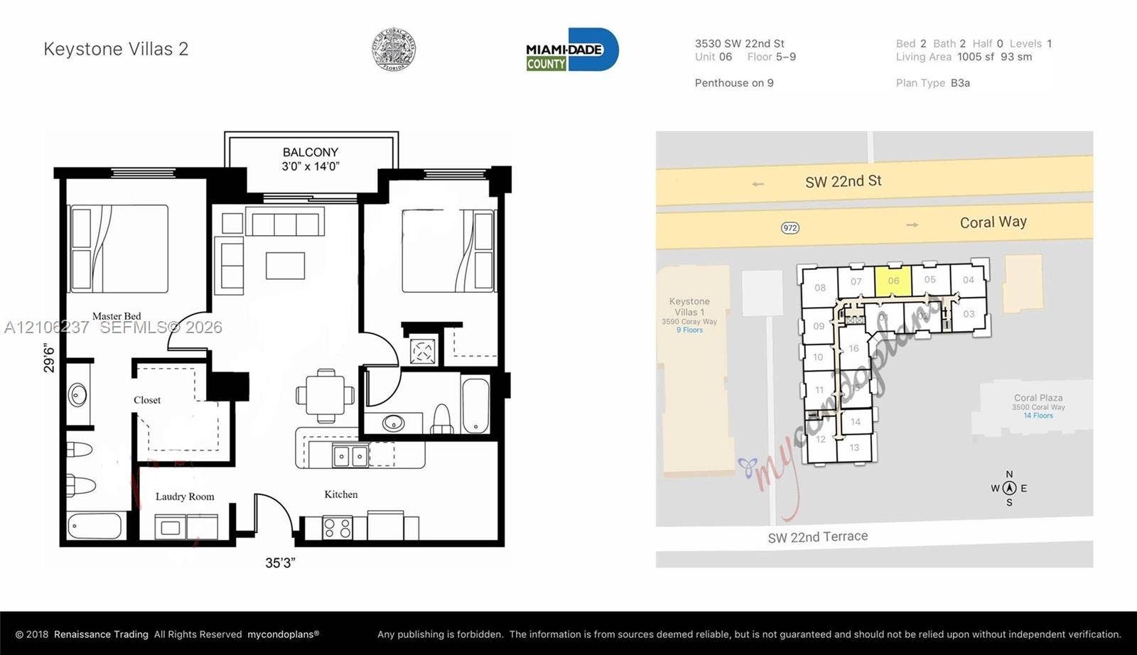 3530 SW 22nd Street, #706, Miami, Miami, FL 33145 Floor plan