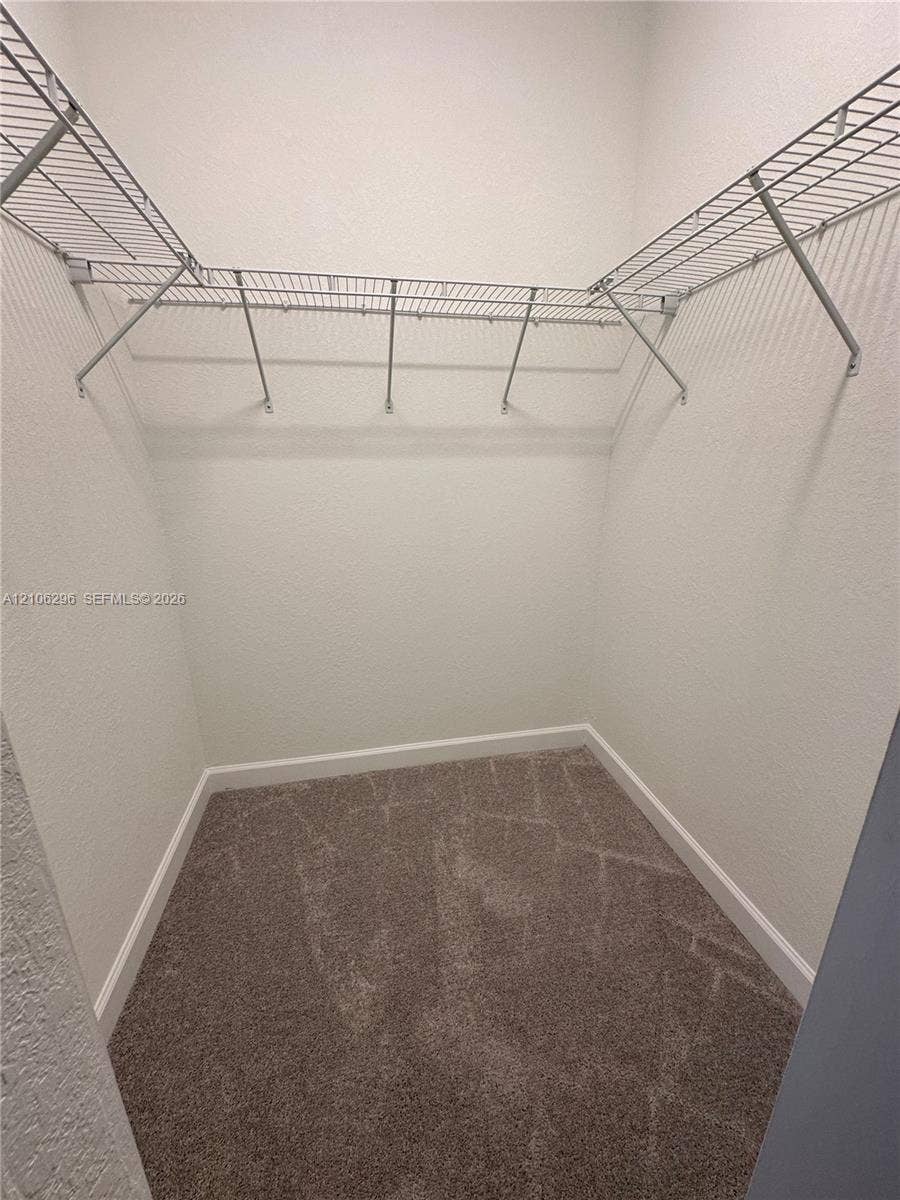 12103 NW 24th Place, #12103, Miami, Miami, FL 33167 Walk-in storage space featuring neutral carpeting and tiered wire shelving