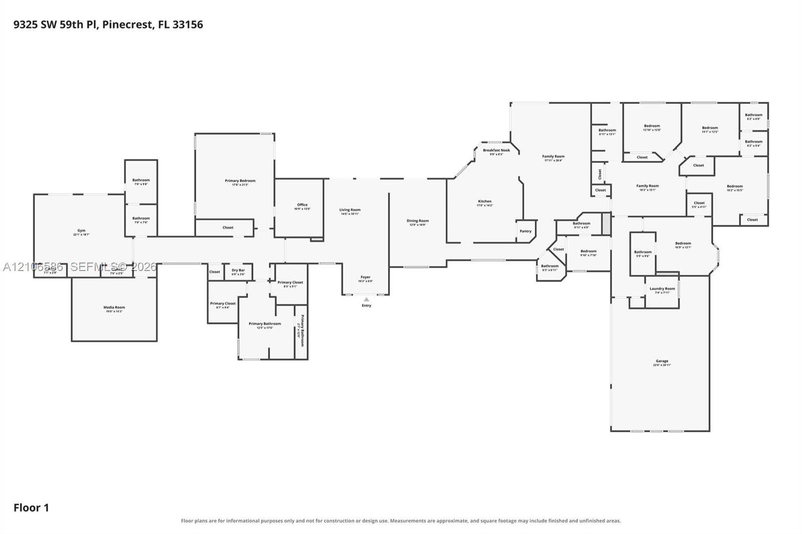 9325 SW 59th Place, Pinecrest, FL 33156 Floor plan