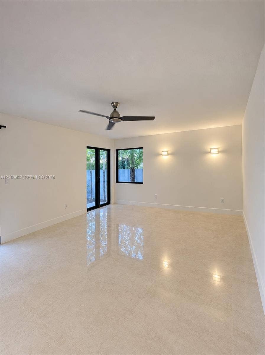 Neutral-toned flooring.