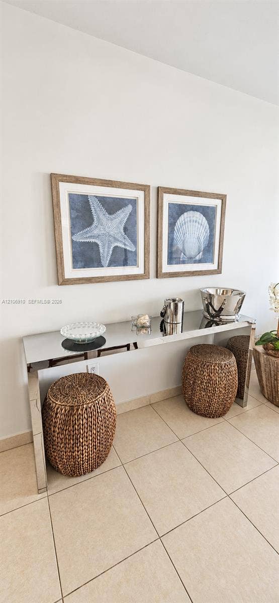 Neutral-toned ceramic floor tiling