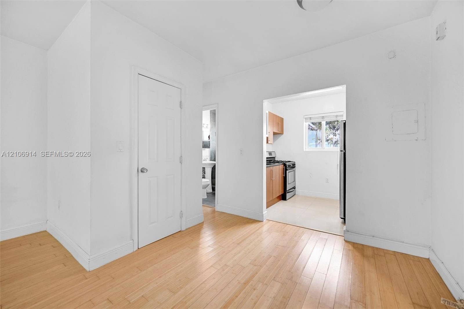 320 85th Street, #20, Miami Beach, Miami Beach, FL 33141 Interior space featuring wood-finish flooring, white walls, and a multi-panel interior door