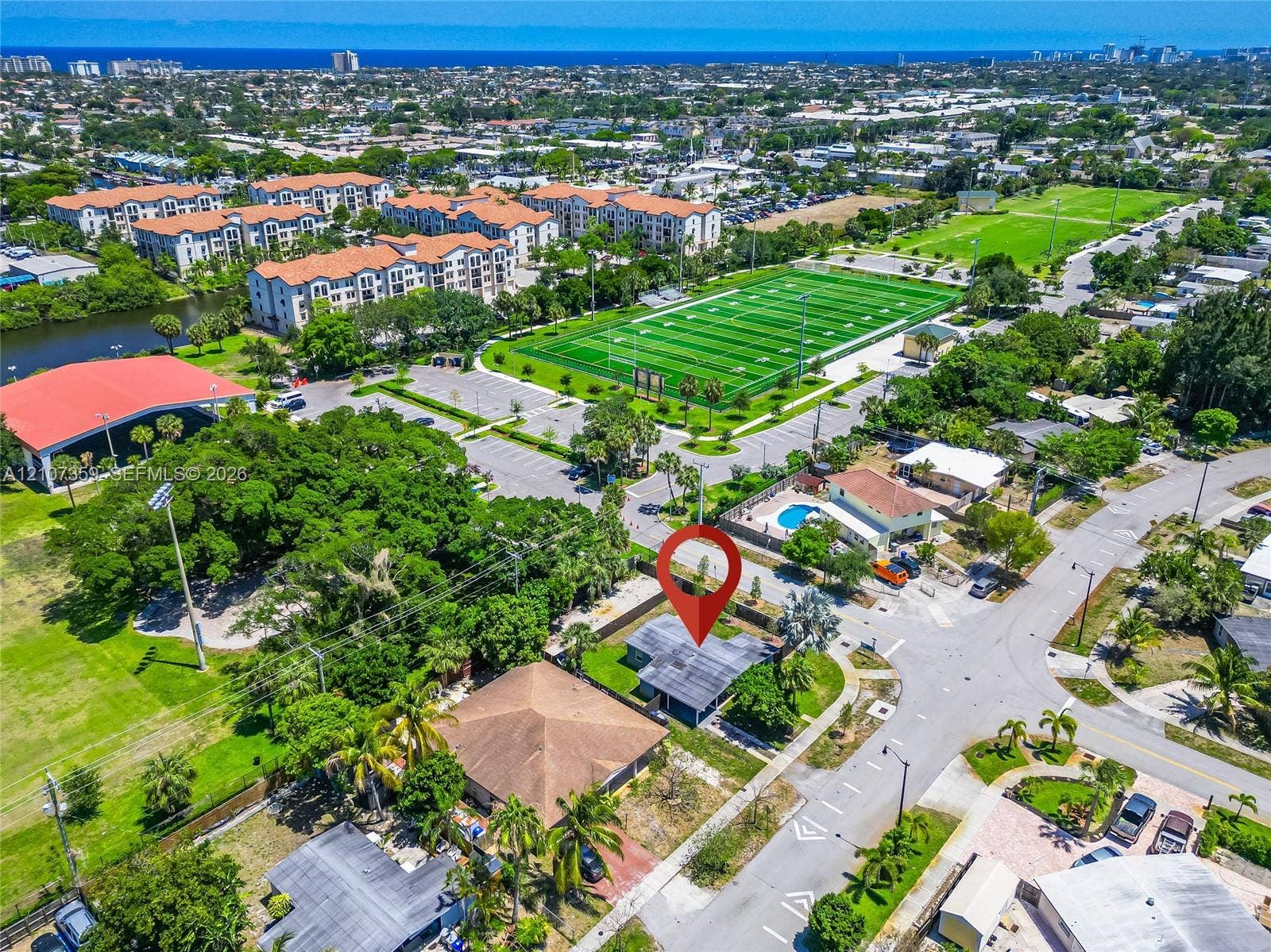 4500 NE 18th Avenue, Pompano Beach, Pompano Beach, FL 33064 Wider aerial view providing additional context of the surrounding East Pompano Beach area.