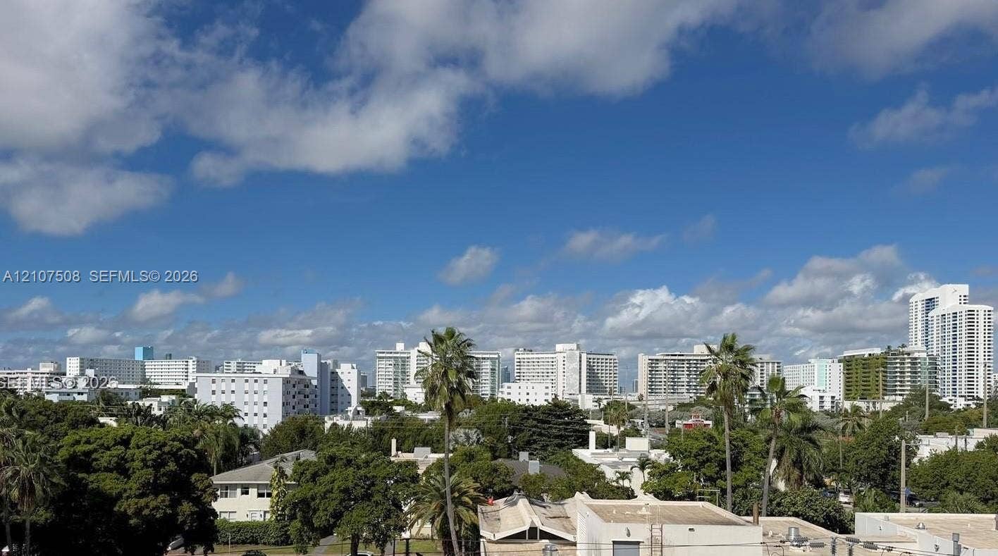 1020 Meridian Avenue, #415, Miami Beach, Miami Beach, FL 33139 Panoramic urban skyline and established canopy of mature palm and deciduous trees