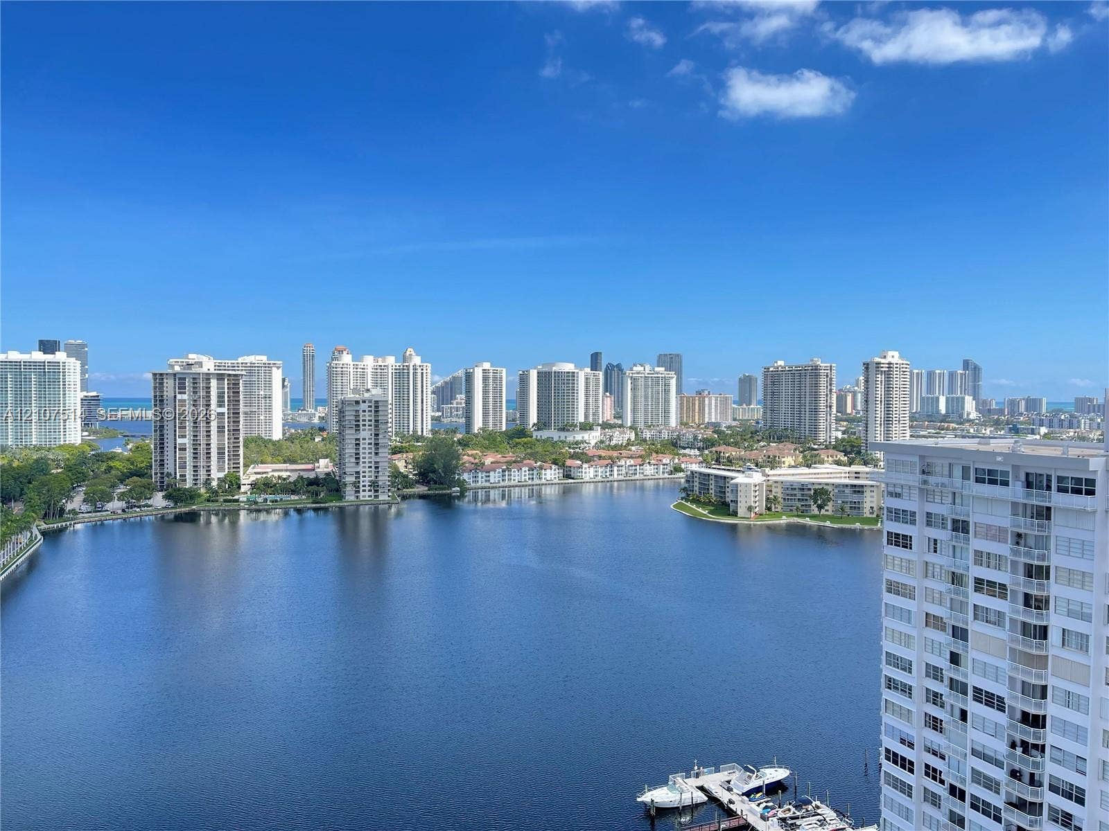 2750 NE 183rd Street, #2310, Aventura, Aventura, FL 33160 Panoramic water frontage, high-rise urban skyline, and deep-water boat dockage