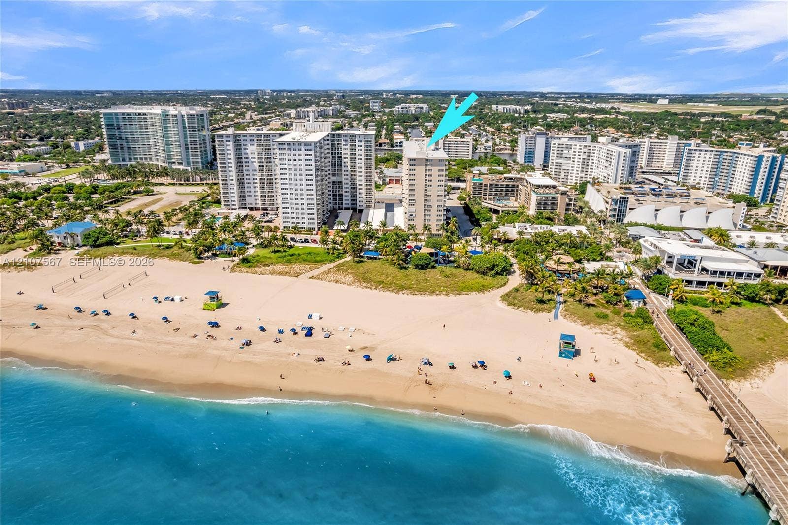 High-rise coastal building situated on a direct beachfront location with oceanfront access