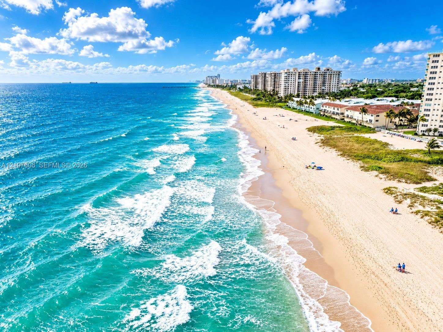 2000 S Ocean Boulevard, #12F, Lauderdale-By-The-Sea, Lauderdale By The Sea, FL 33062 Coastal aerial perspective featuring sandy shoreline, turquoise ocean waters, and direct beach access