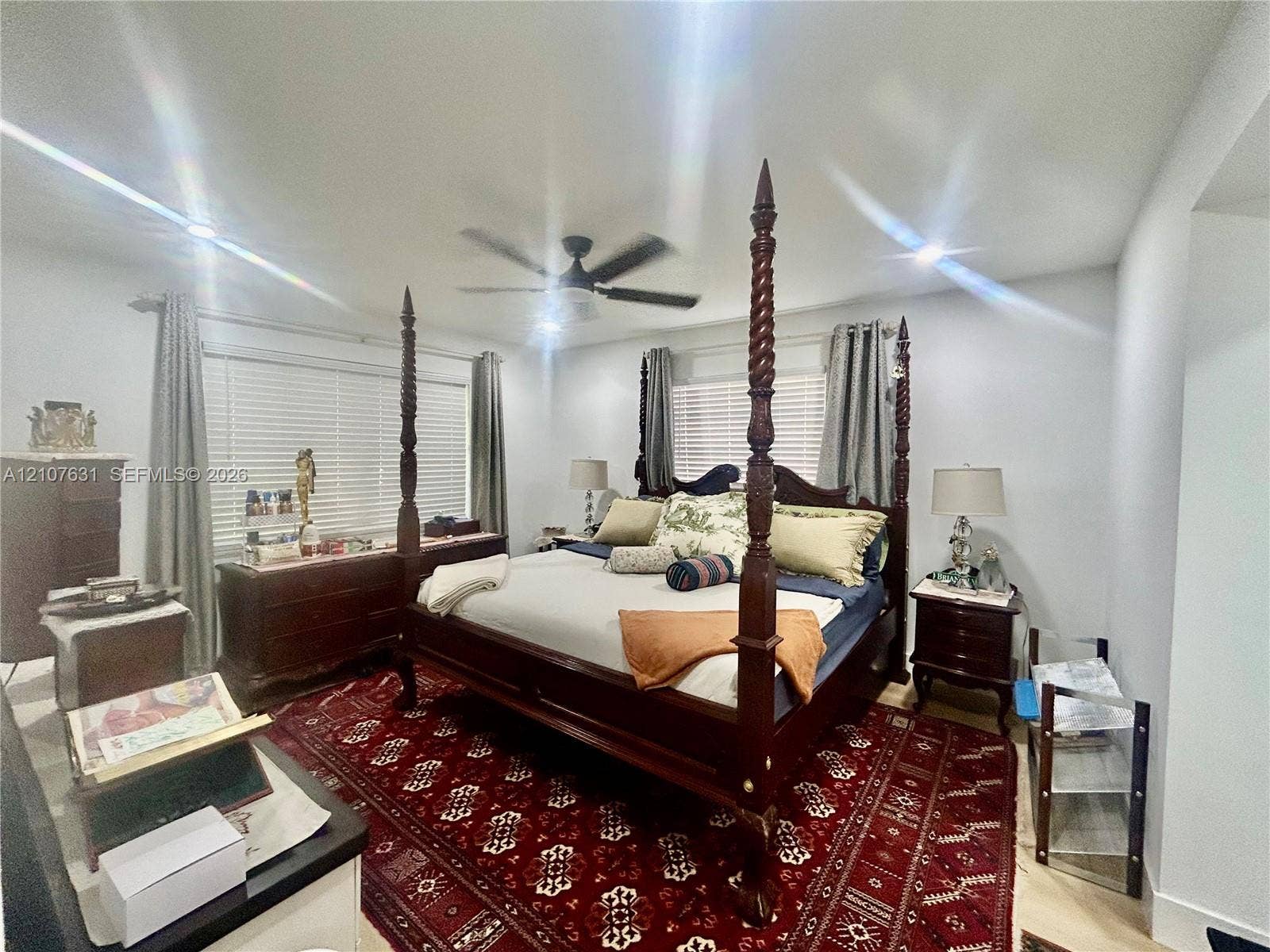 151 Berkley Road, #112, Hollywood, FL 33024 Bedroom featuring recessed lighting, a ceiling fan, and horizontal window blinds
