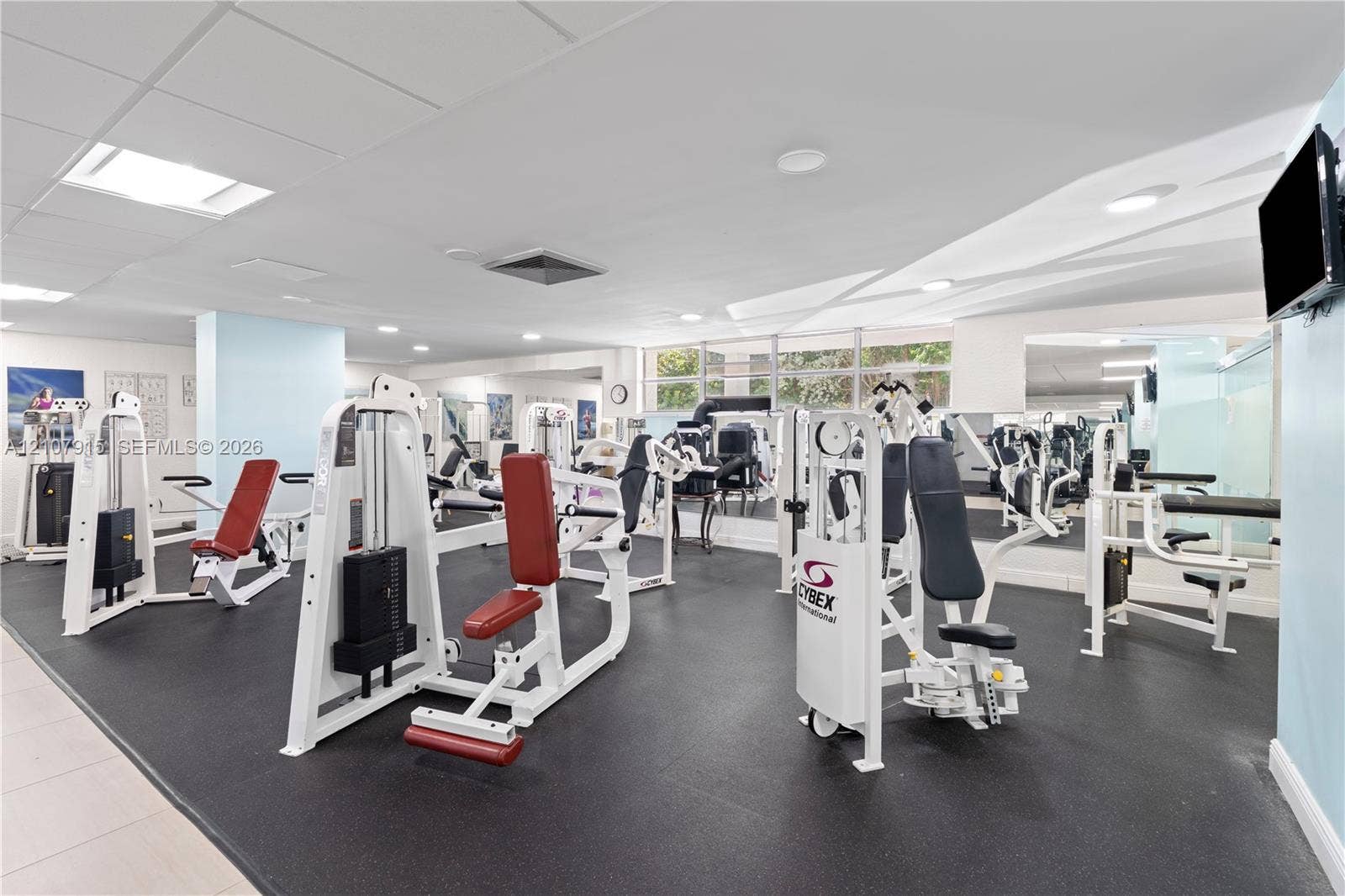 400 Leslie Drive, #622, Hallandale Beach, Hallandale Beach, FL 33009 Fitness center featuring recessed lighting, wall-to-wall mirrors, and durable rubber flooring