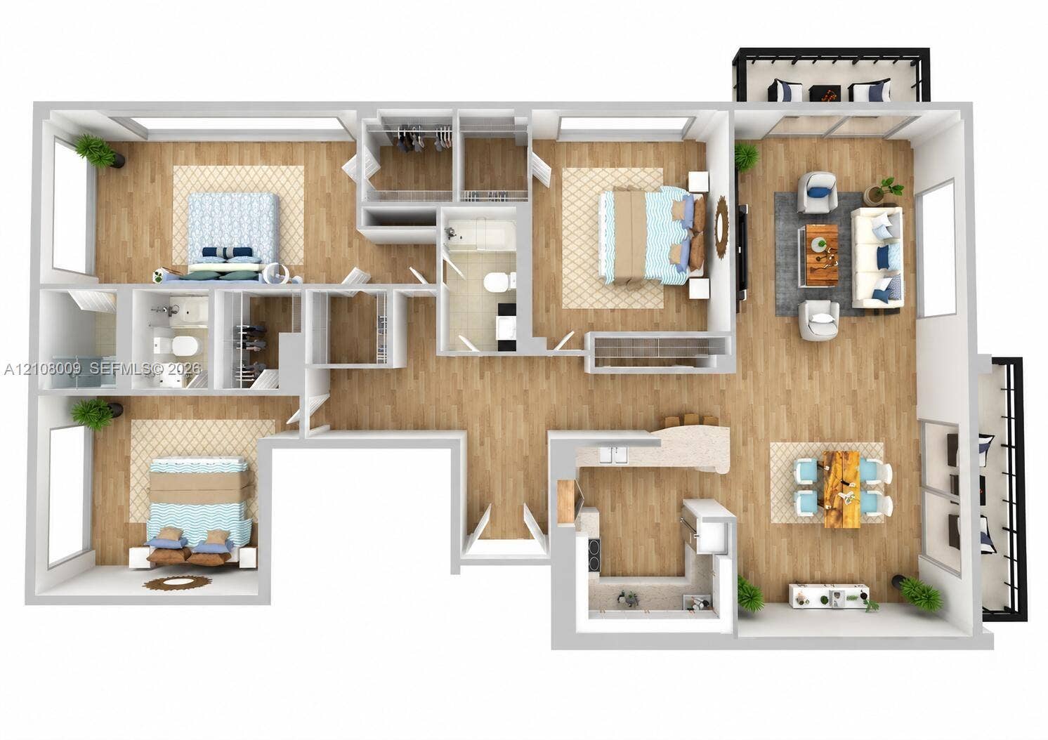1500 Bay Road, #1514S, Miami Beach, FL 33139 Virtually Staged