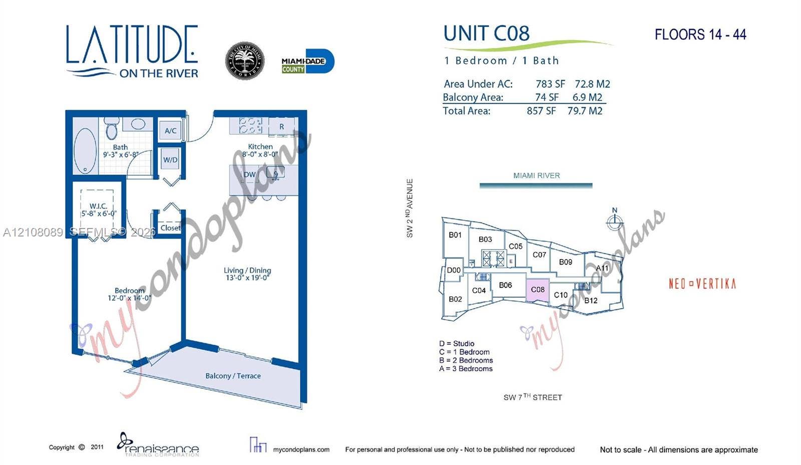 185 SW 7th Street, #3608, Miami, FL 33130 Floor plan