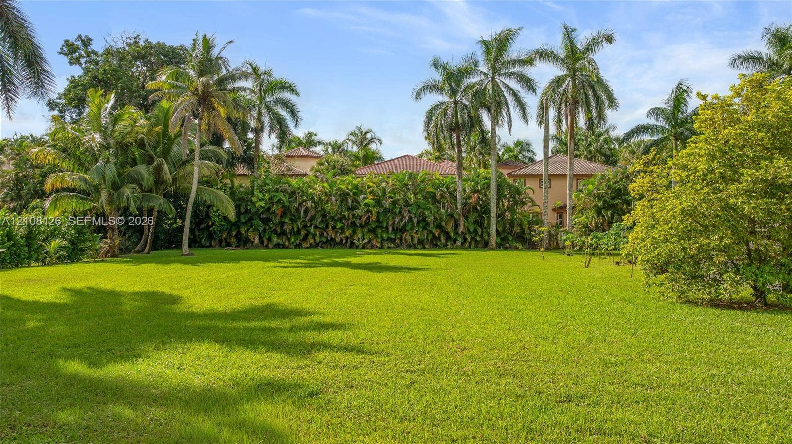 11700 NW 4th Street, Plantation, Plantation, FL 33325 Expansive green lawn featuring mature palm trees and dense perimeter landscaping