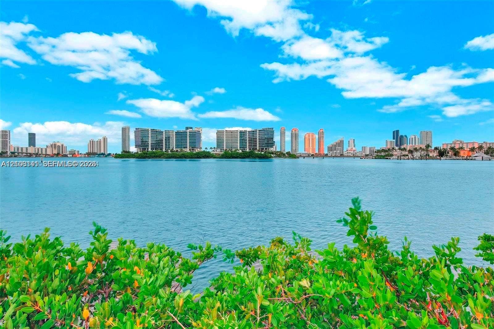 3135 NE 184th Street, #2205, Aventura, FL 33160 Waterfront property featuring native coastal vegetation and a panoramic urban skyline horizon