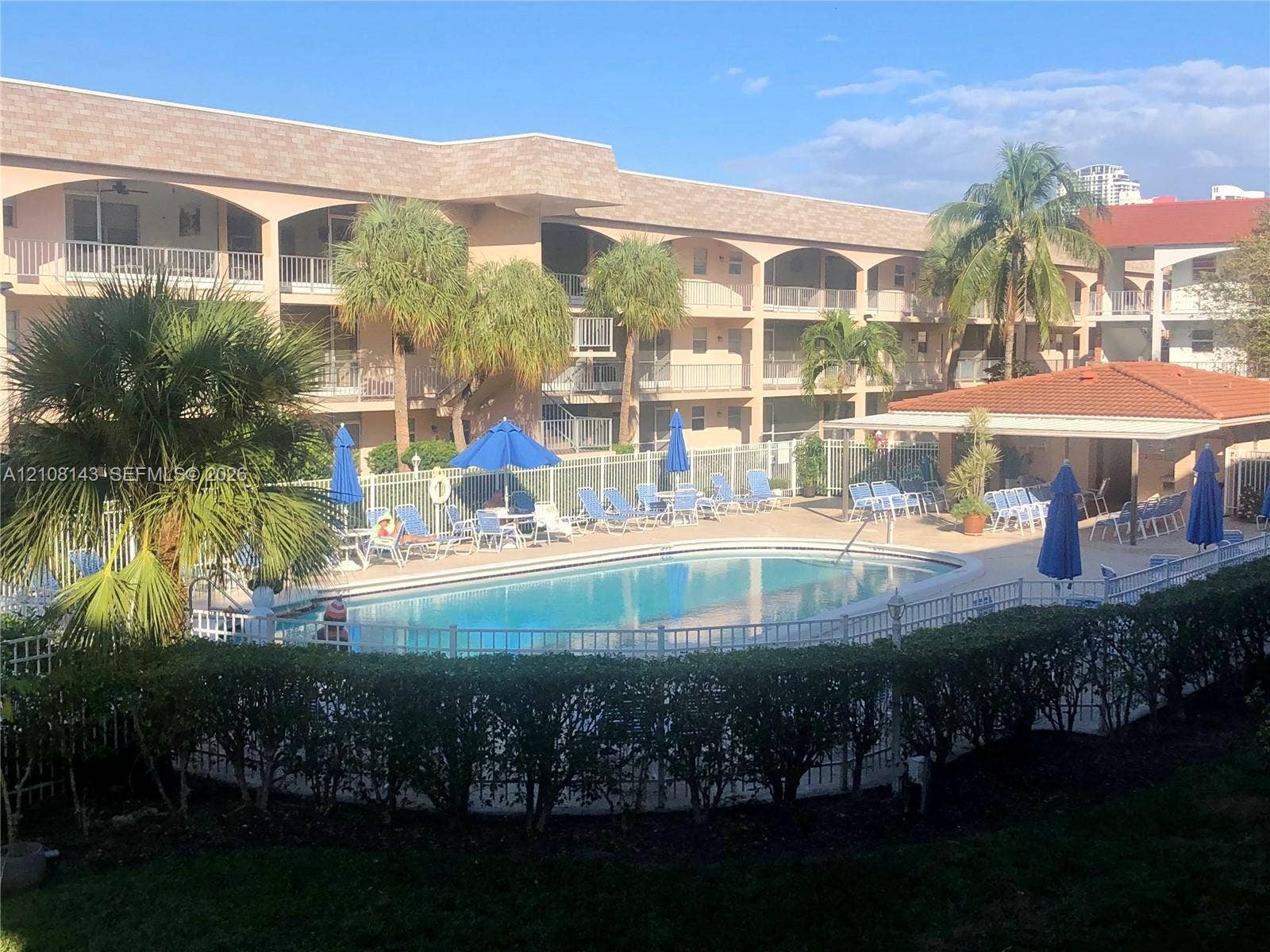 541 Blue Heron Drive, #220, Hallandale Beach, FL 33009 POOL VIEW FROM THE UNIT