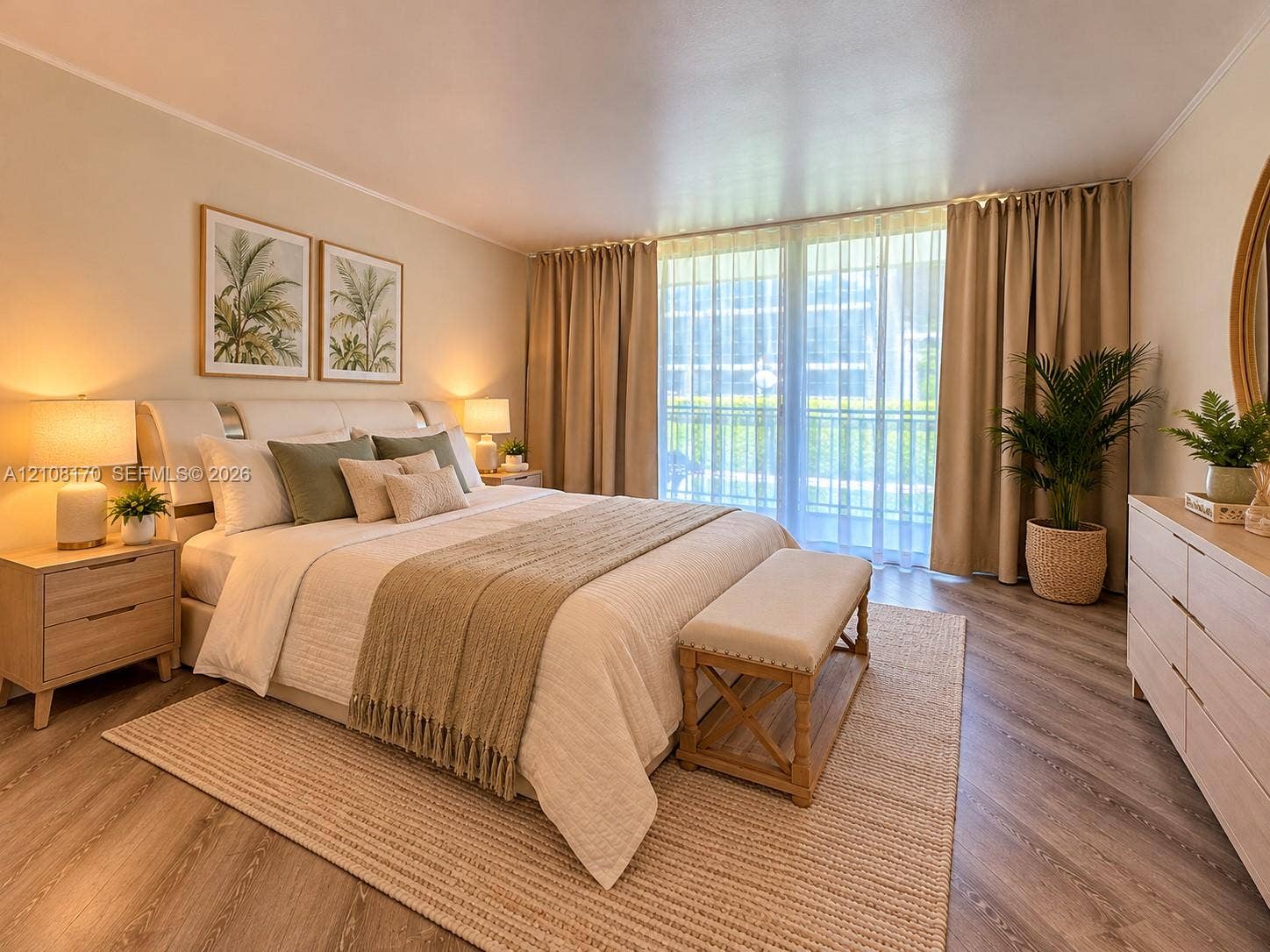 801 Three Islands Boulevard, #108, Hallandale Beach, FL 33009 Master Bedroom - Virtually Staged
