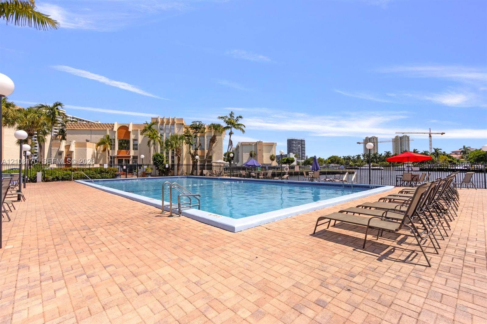 801 Three Islands Boulevard, #108, Hallandale Beach, FL 33009 Pool, View to the Bay and Office