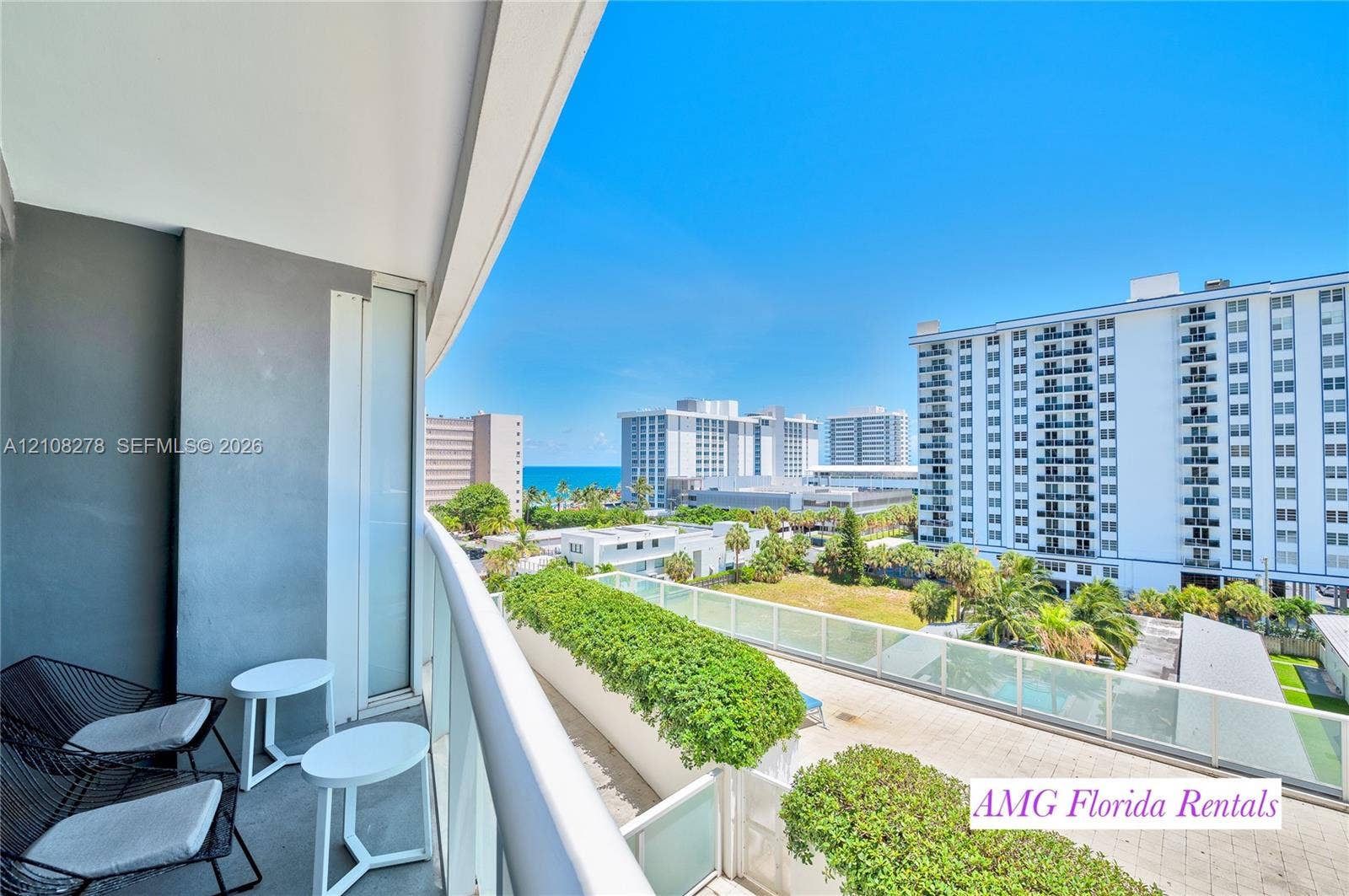 3101 Bayshore Drive, #701, Fort Lauderdale, FL 33304 Covered balcony with a glass railing and stone-paver flooring