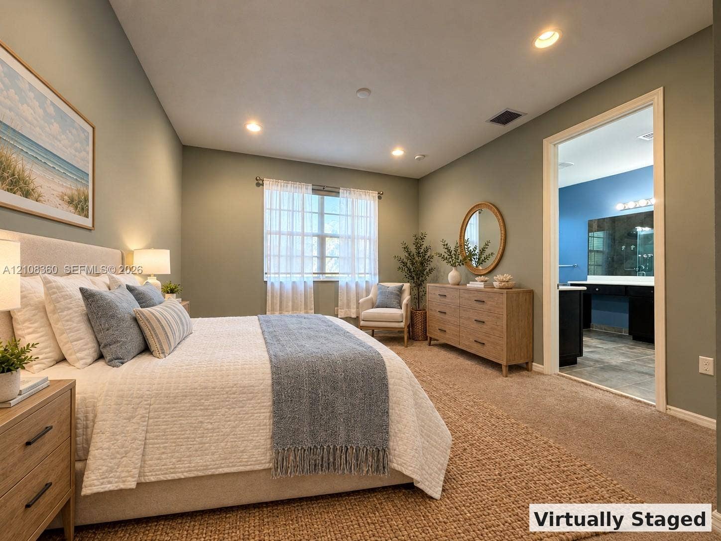 4608 Tara Cove Way, #4608, West Palm Beach, West Palm Beach, FL 33417 Bedroom featuring neutral wall paint, carpeted flooring, and recessed ceiling lighting