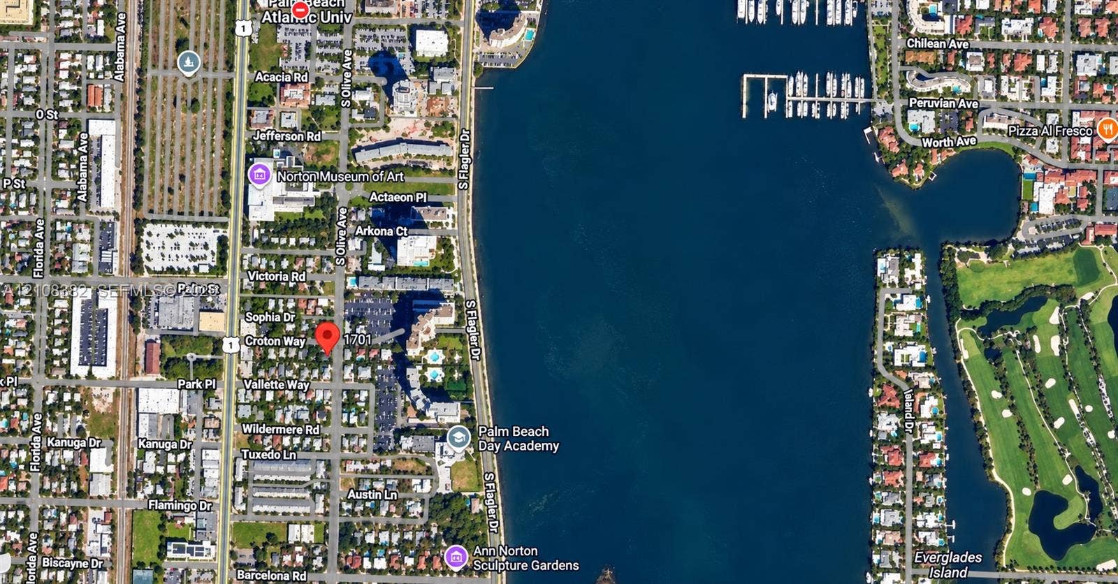 1701 S Olive Avenue, West Palm Beach, FL 33401 Aerial Map. Indicating the geographic location of the property