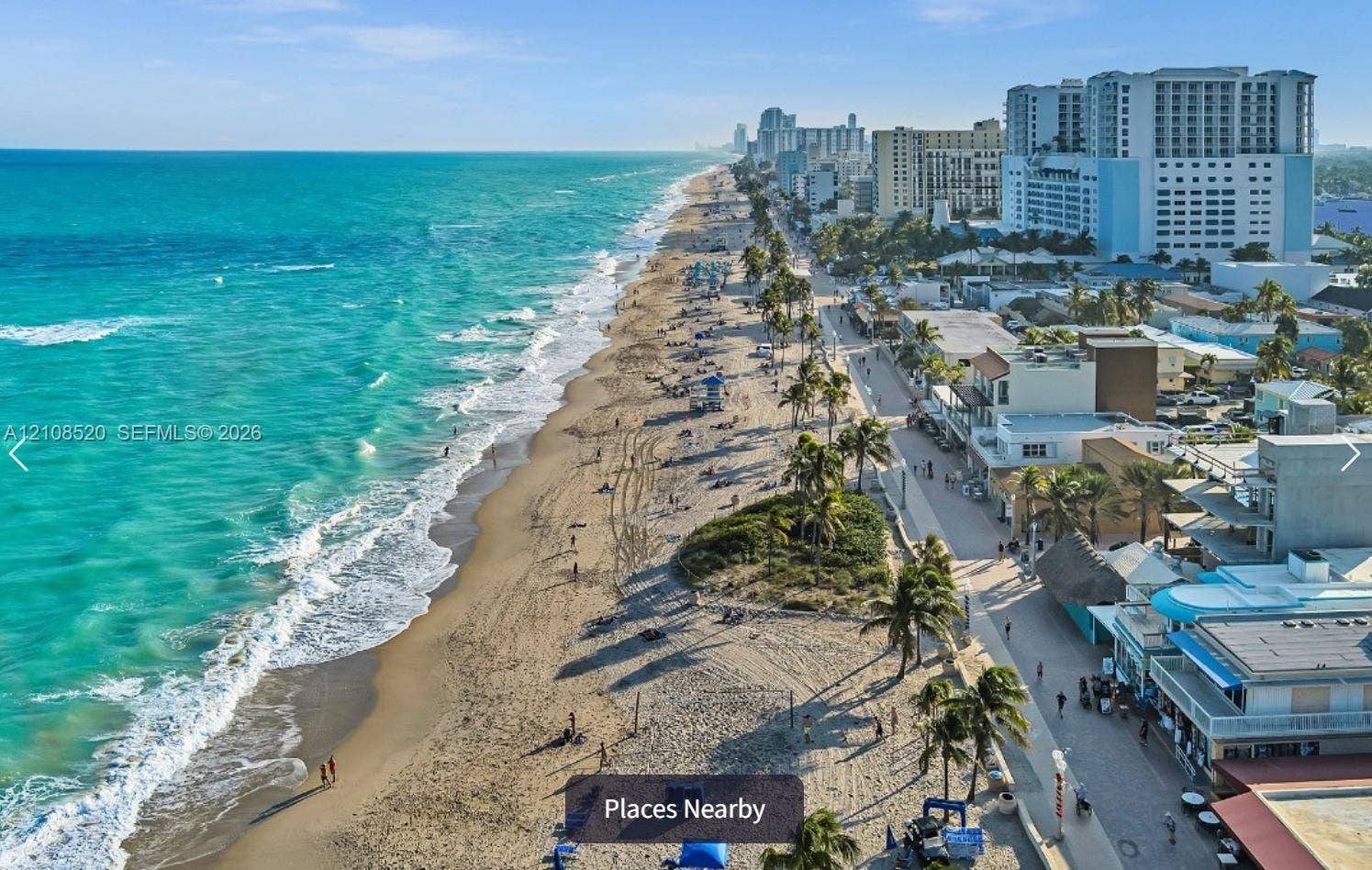 4536 SW 24th Avenue, Dania, Dania Beach, FL 33312 Aerial perspective of an expansive sandy coastline featuring turquoise ocean waters and established palm tree landscaping