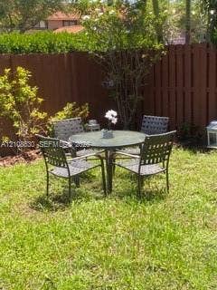 11511 SW 90th Terrace, Miami, FL 33176 Private backyard featuring a fenced perimeter, grass lawn, and mature landscaping