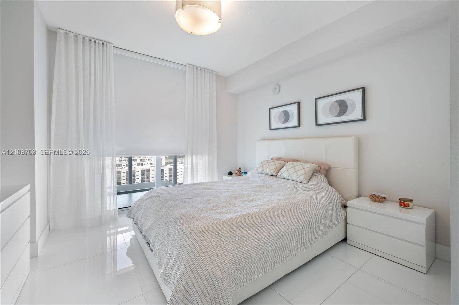 300 Sunny Isles Boulevard, #4-1501, Sunny Isles Beach, Sunny Isles Beach, FL 33160 Polished tile flooring, floor-to-ceiling windows, and recessed ceiling lighting