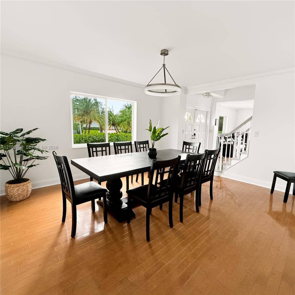Formal dining room with pendant light