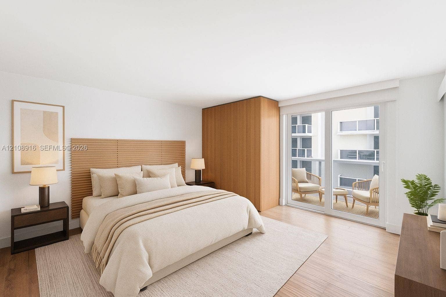 Staged master bedroom