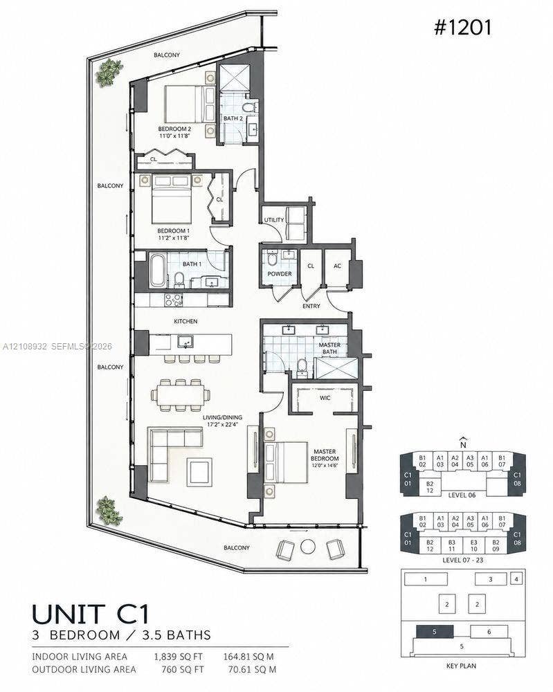 1170 E Hallandale Beach Boulevard, #1201, Hallandale Beach, FL 33009 Floor plan