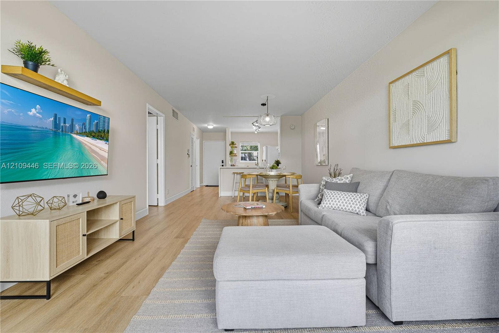 1501 S Ocean Boulevard, #117, Lauderdale-By-The-Sea, Lauderdale By The Sea, FL 33062 Open-concept interior featuring light wood-finish flooring, neutral wall tones, and recessed ceiling lighting