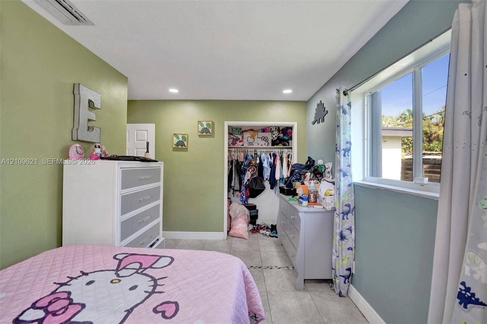 231 SW 64th Way, Pembroke Pines, FL 33023 Interior room featuring tile flooring, recessed ceiling lighting, and a reach-in closet