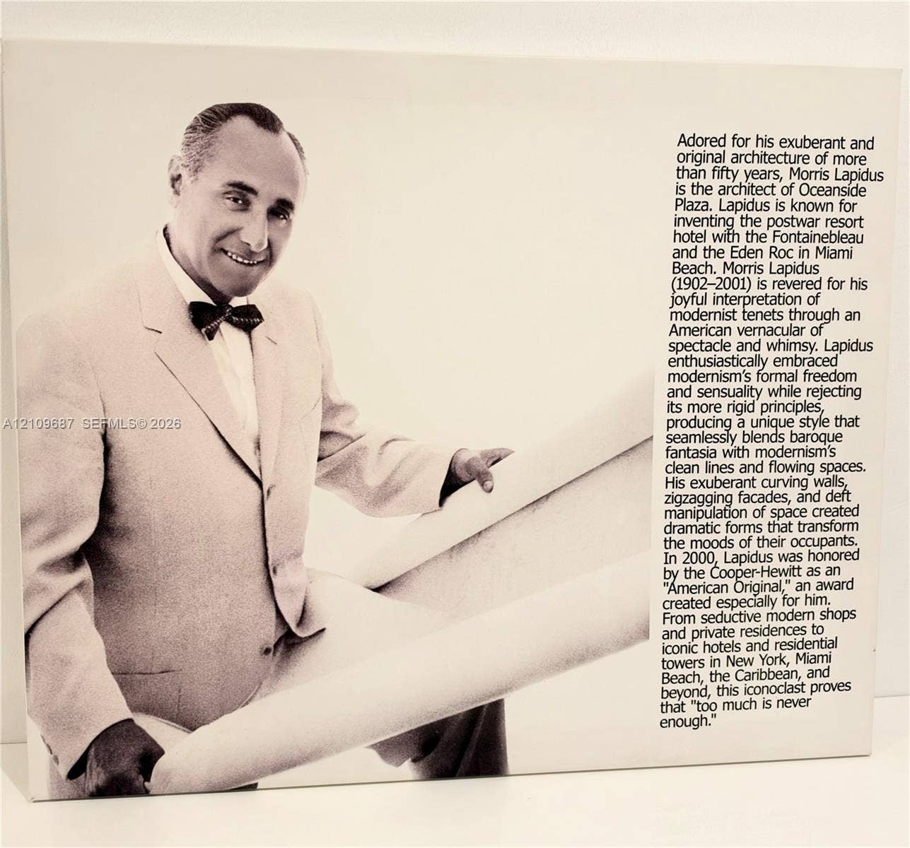 5555 Collins Avenue, #5C, Miami Beach, FL 33140 Architectural Biography. Documenting the historical contribution of the project designer to the property